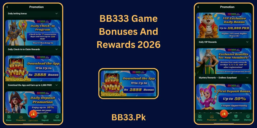 BB333 Game Bonuses and rewards